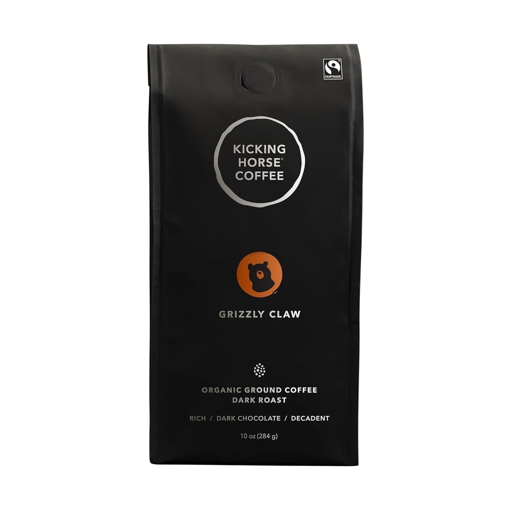 Kicking Horse Coffee, Grizzly Claw, Dark Roast, Ground, 10 oz – Certified Organic, Fairtrade, Kosher Coffee(10 Ounce (Pack of 6))