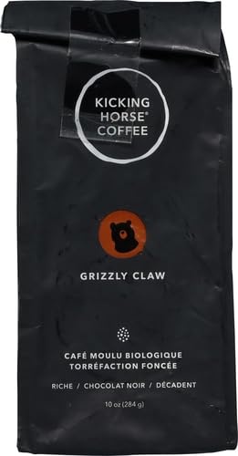 Kicking Horse Coffee, Grizzly Claw, Dark Roast, Ground, 10 oz – Certified Organic, Fairtrade, Kosher Coffee(10 Ounce (Pack of 6))