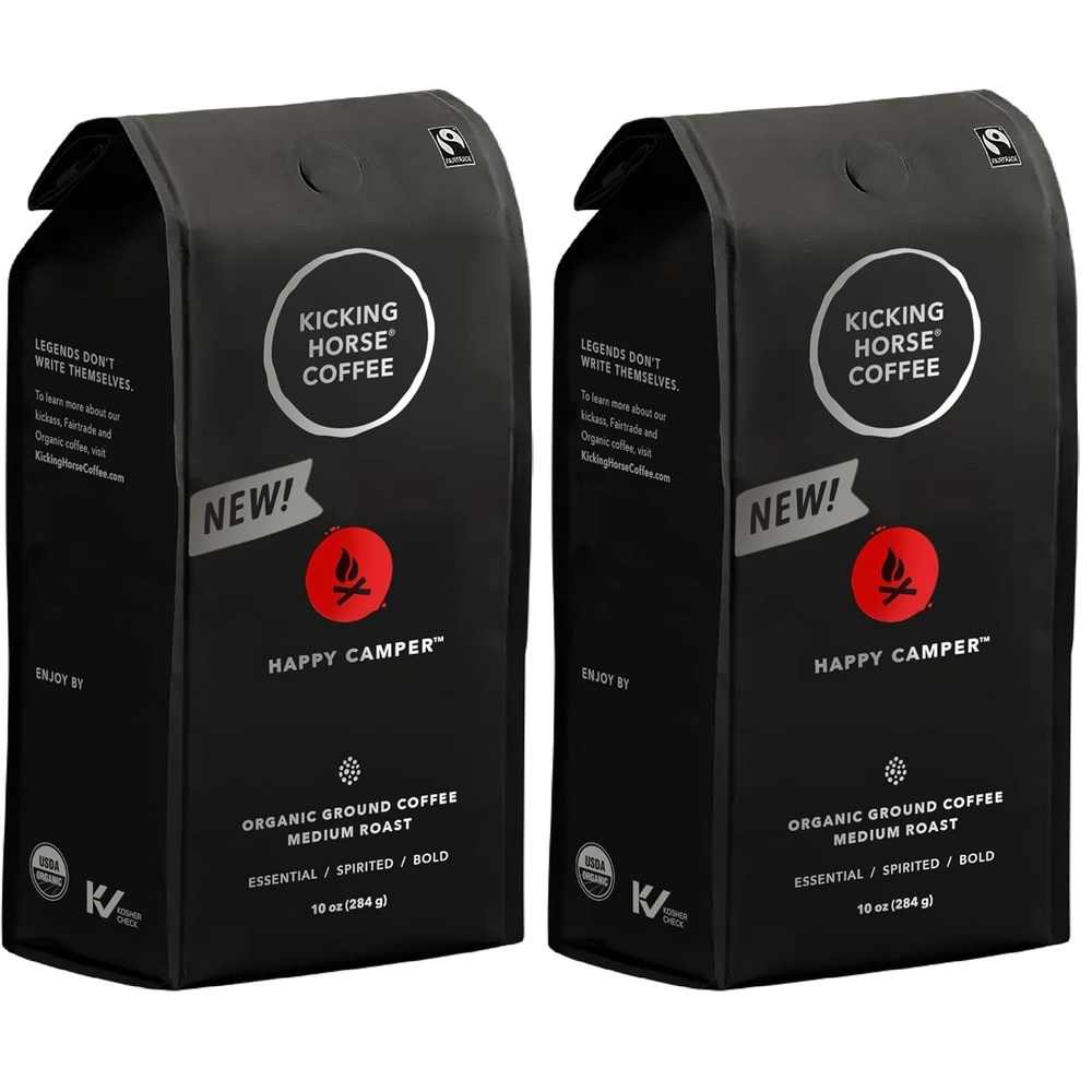 Kicking Horse Happy Camper Ground Coffee, 10 Ounce – Certified Organic, Fairtrade, Kosher Coffee(10 Ounce (Pack of 2))