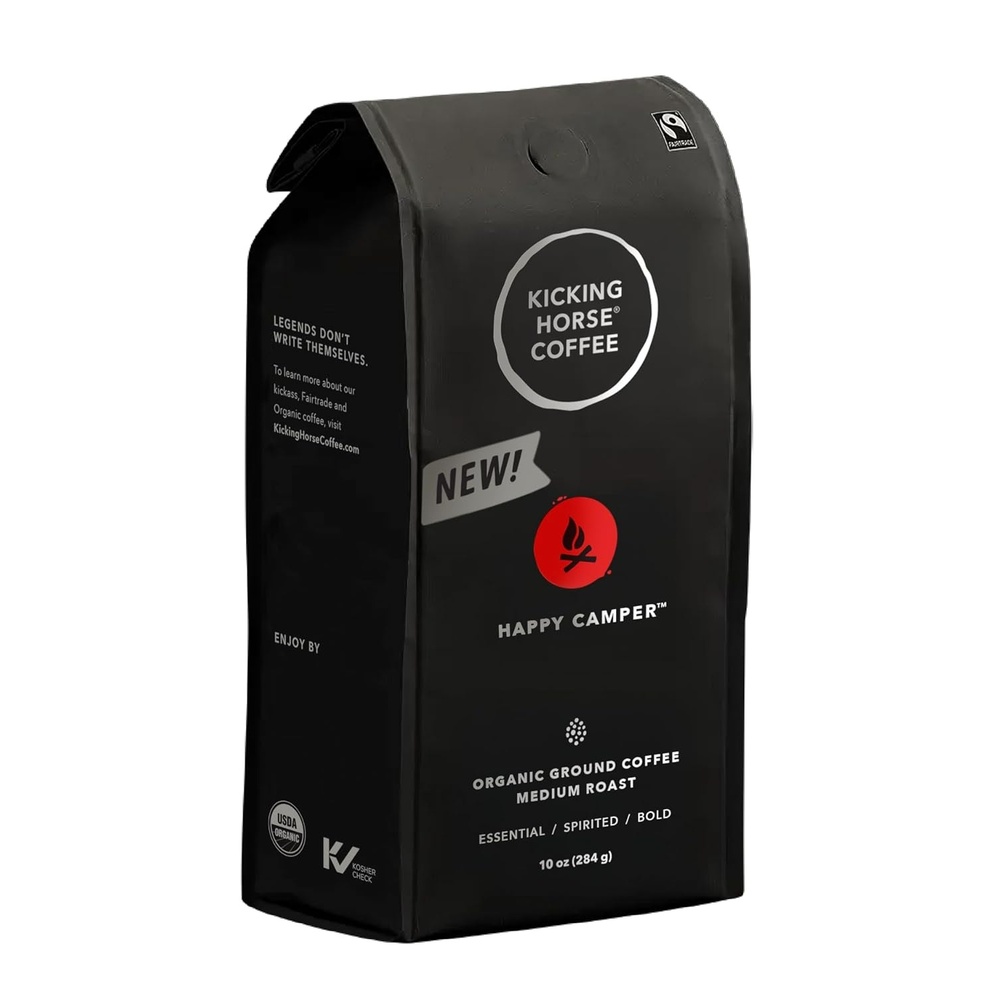 Kicking Horse Happy Camper Ground Coffee, 10 Ounce – Certified Organic, Fairtrade, Kosher Coffee(10 Ounce (Pack of 1))