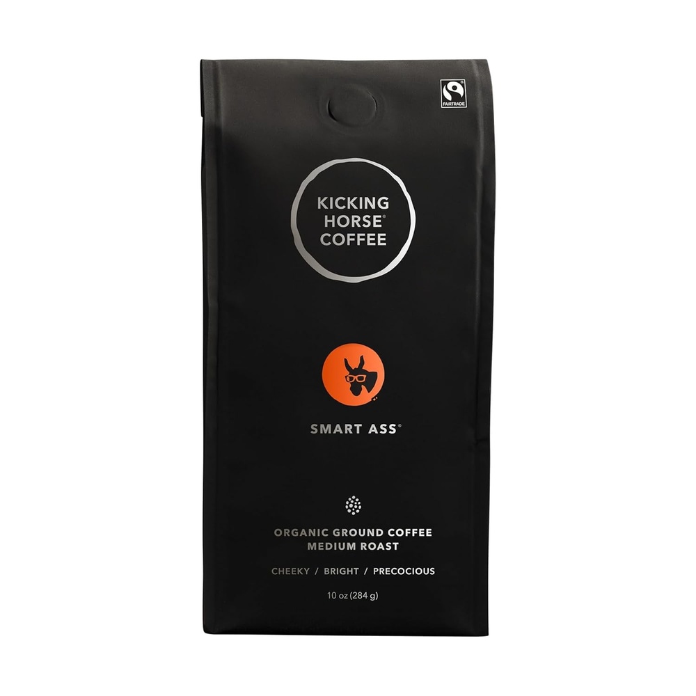 Kicking Horse Coffee, Smart Ass, Medium Roast, Ground,Certified Organic, Fairtrade, Kosher Coffee, 10 Ounce (Pack of 1)(Smart Ass – Medium Roast)