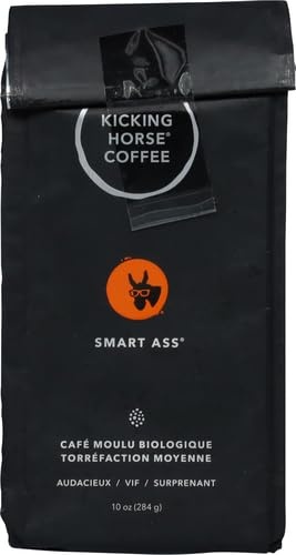 Kicking Horse Coffee, Smart Ass, Medium Roast, Ground,Certified Organic, Fairtrade, Kosher Coffee, 10 Ounce (Pack of 1)(Smart Ass – Medium Roast)