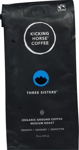 Kicking Horse Coffee, Smart Ass, Medium Roast, Ground,Certified Organic, Fairtrade, Kosher Coffee, 10 Ounce (Pack of 1)(Three Sisters – Medium Roast)