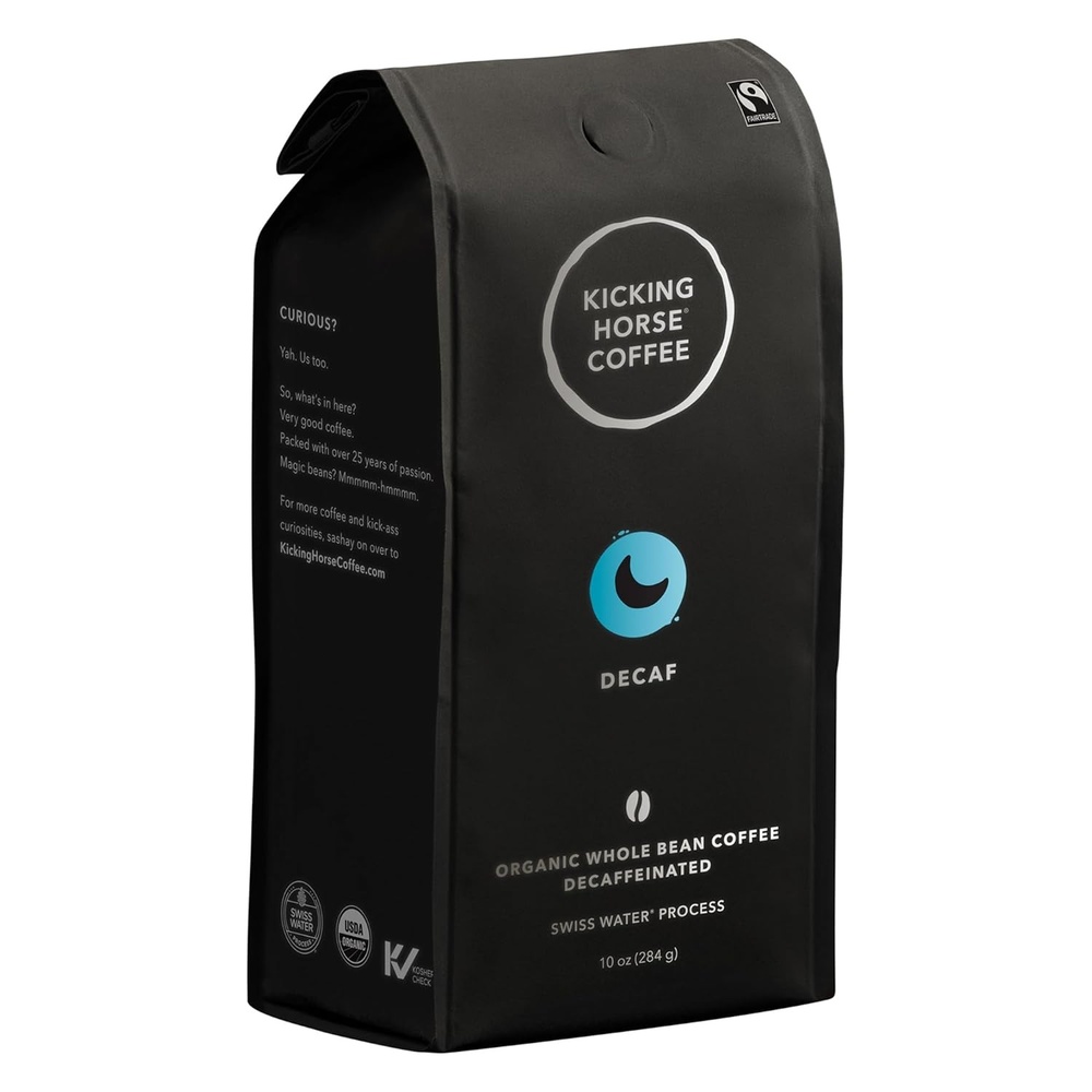 Kicking Horse Coffee, Decaf, Swiss Water Process, Dark Roast, Whole Bean – Certified Organic, Fairtrade, Kosher Coffee, 10 Ounce (Pack of 6) – Packaging May Vary(10 Ounce (Pack of 1))