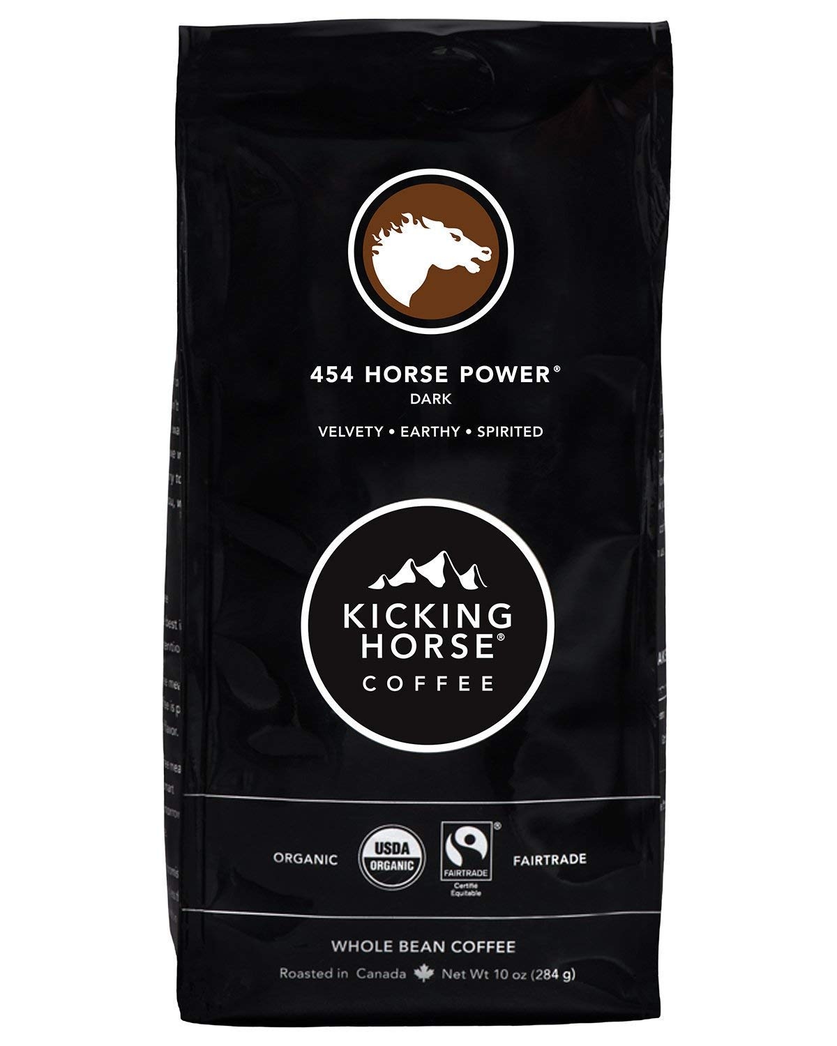 Kicking Horse Coffee, 454 Horse Power, Dark Roast, Whole Bean, 10 oz – Certified Organic, Fairtrade, Kosher Coffee 10 Ounce (Pack of 6)(10 Ounce (Pack of 6))