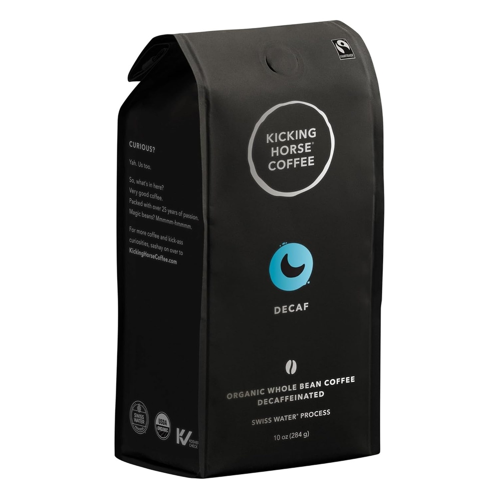 Kicking Horse Coffee, Decaf, Swiss Water Process, Dark Roast, Whole Bean – Certified Organic, Fairtrade, Kosher Coffee, 10 Ounce (Pack of 6) – Packaging May Vary(10 Ounce (Pack of 6))