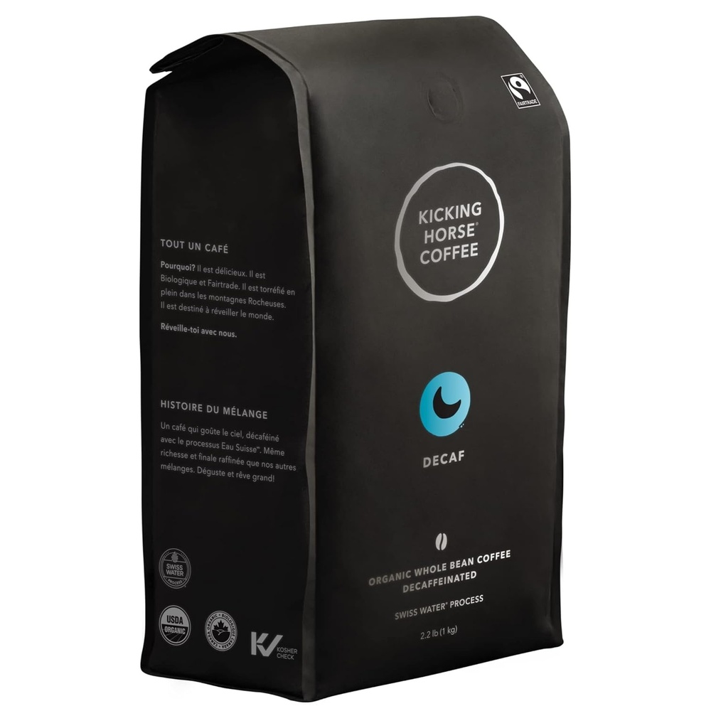 Kicking Horse Coffee, Decaf, Swiss Water Process, Dark Roast, Whole Bean – Certified Organic, Fairtrade, Kosher Coffee, 10 Ounce (Pack of 6) – Packaging May Vary(35.2 Ounce (Pack of 6))