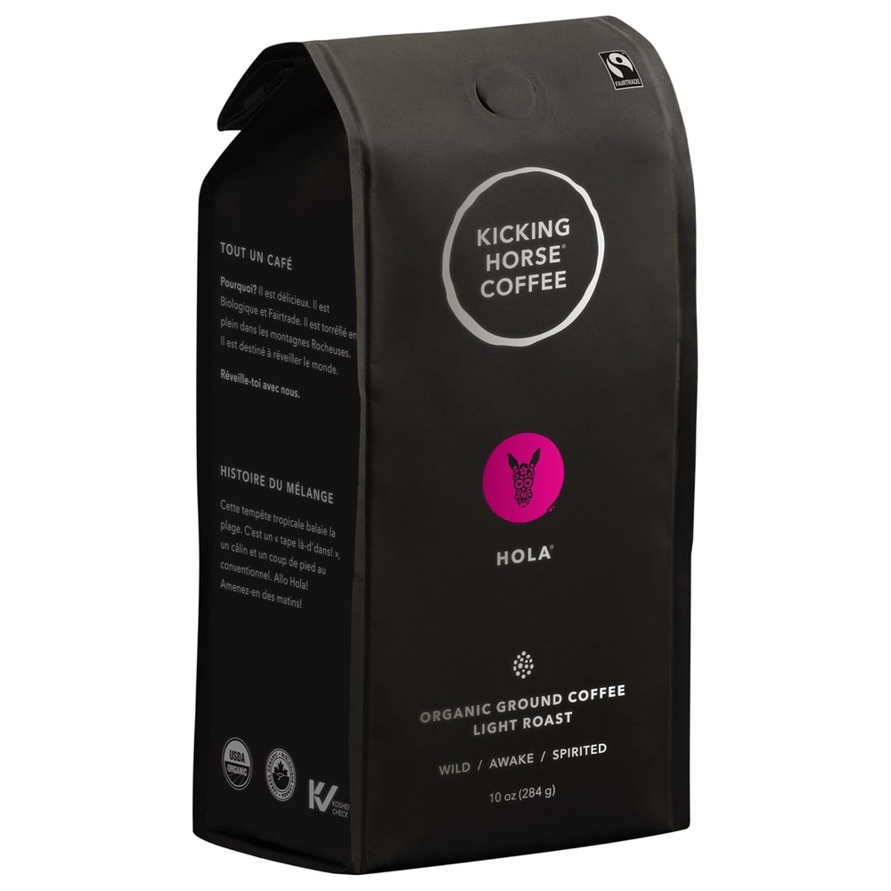 Kicking Horse Coffee Hola, Light Roast, Ground, 284 g (Pack of 6) – Certified Organic, Fairtrade, Kosher