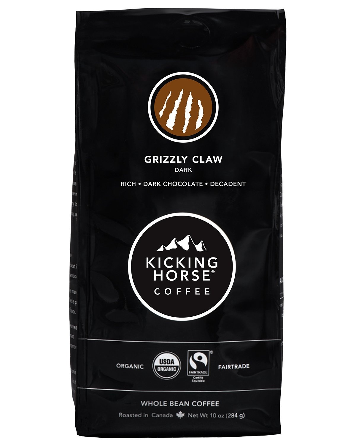 Kicking Horse Coffee, Grizzly Claw, Dark Roast, Whole Bean, 10 oz – Certified Organic, Fairtrade, Kosher Coffee (Pack of 6) (Packaging may vary),10 Ounce (Pack of 6)(10 Ounce (Pack of 6))