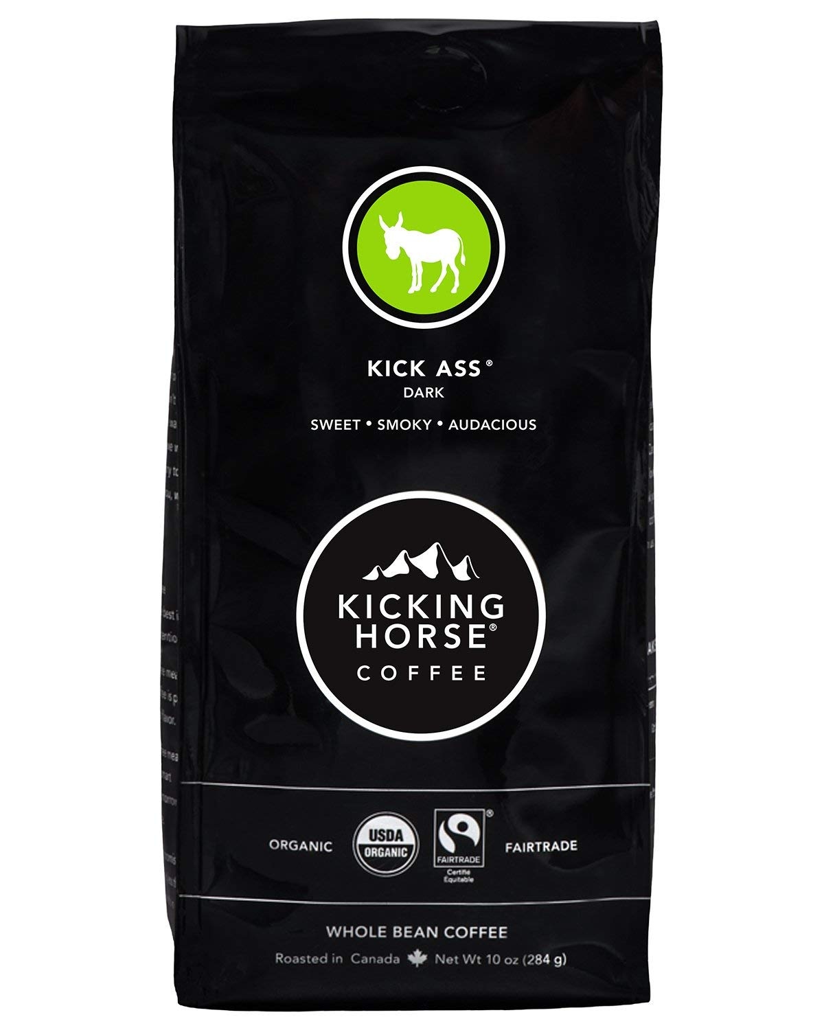 Kicking Horse Coffee, Kick Ass, Dark Roast, Whole Bean, 10 Oz(10 Ounce (Pack of 6))