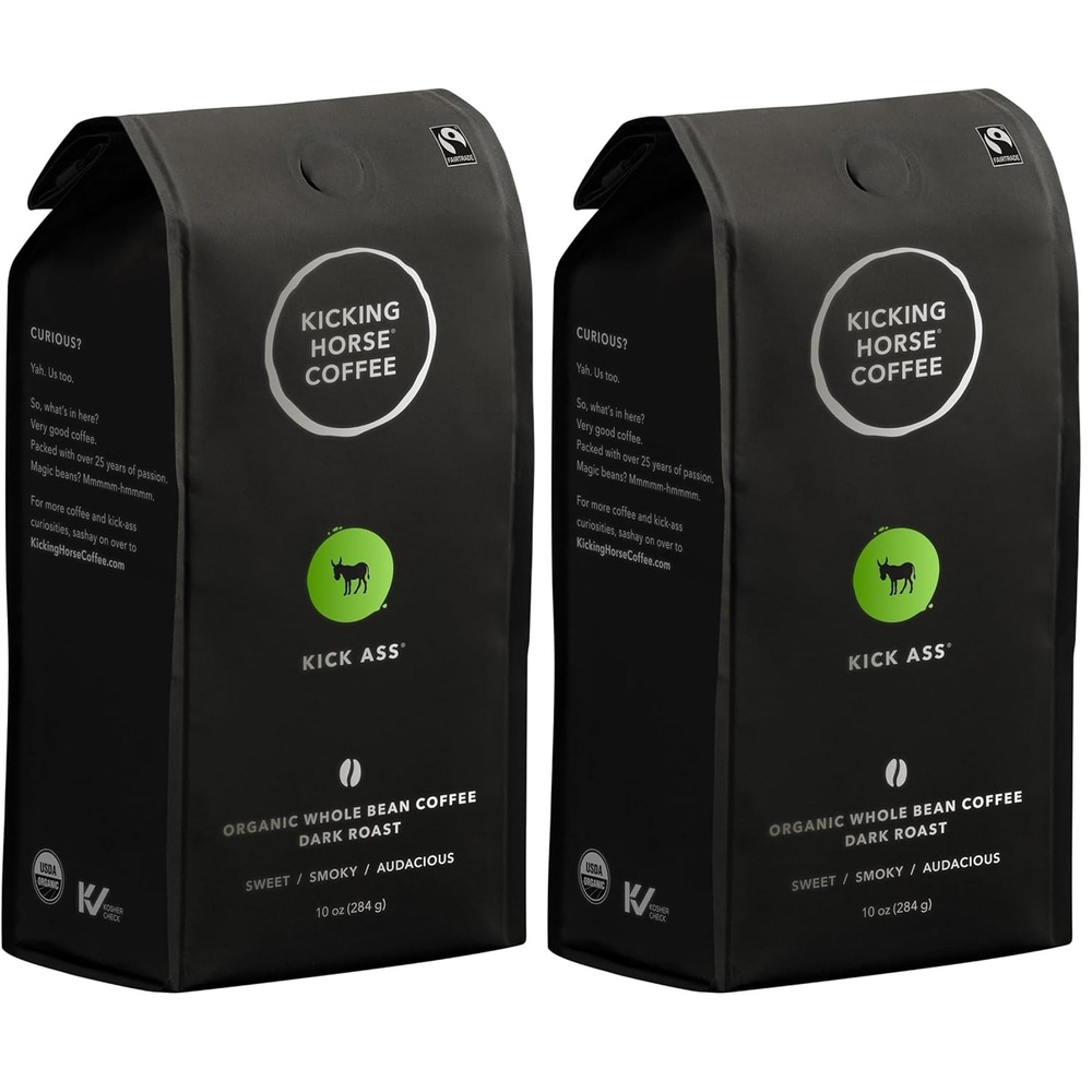 Kicking Horse Coffee, Kick Ass, Dark Roast, Whole Bean, 10 Oz(10 Ounce (Pack of 2))